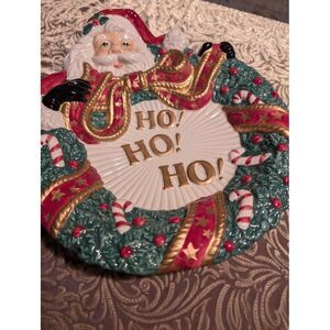 Fitz and Floyd Essentials "Ho! Ho! Ho!" Santa‎ Plate for Cookies.